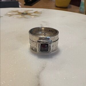 Sterling Silver Ring with Red Gemstone